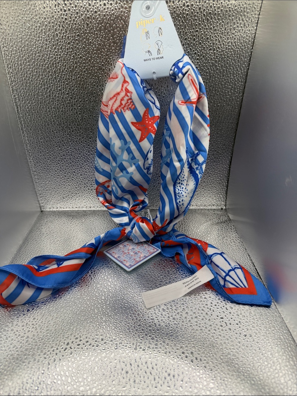 piper & I Blue and Red Nautical Print Scarf